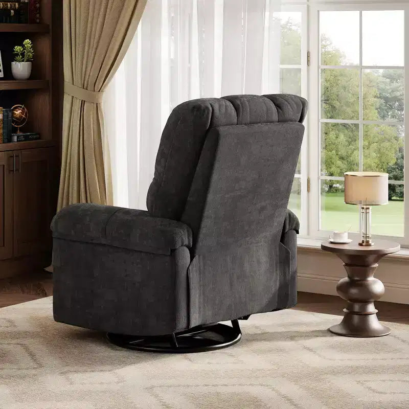 Fauteuil inclinable surdimensionné, fauteuil inclinable pivotant en chenille moelleuse surpiquée avec accoudoirs rembourrés, fauteuils à bascule pour chambre d'enfant