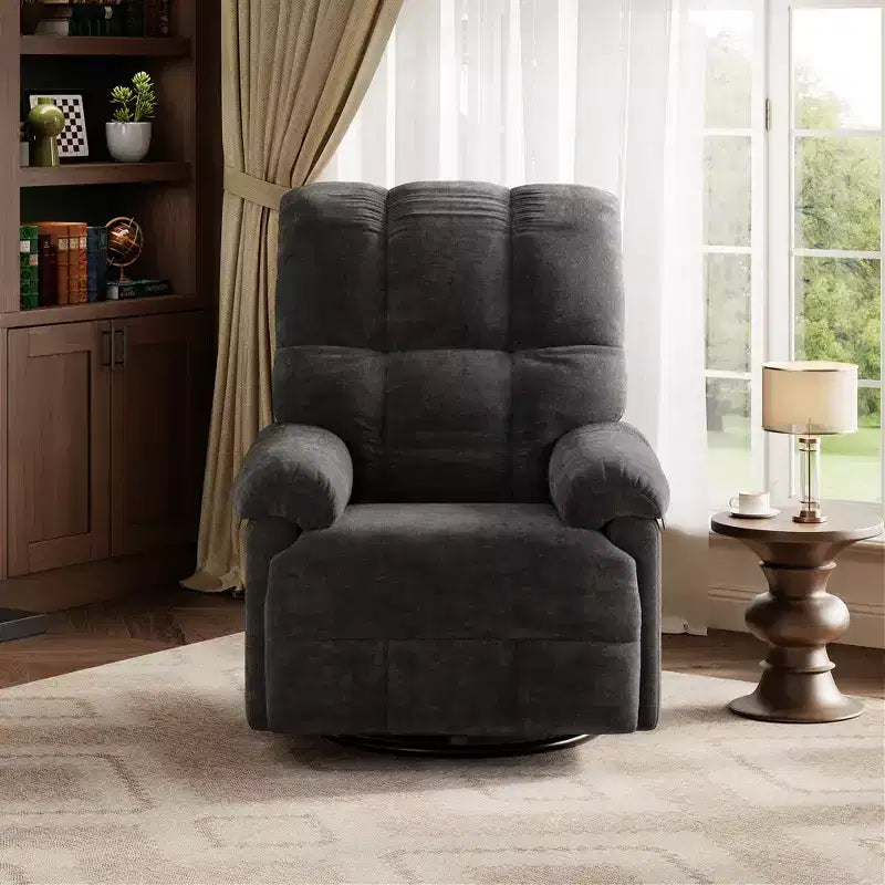 Fauteuil inclinable surdimensionné, fauteuil inclinable pivotant en chenille moelleuse surpiquée avec accoudoirs rembourrés, fauteuils à bascule pour chambre d'enfant