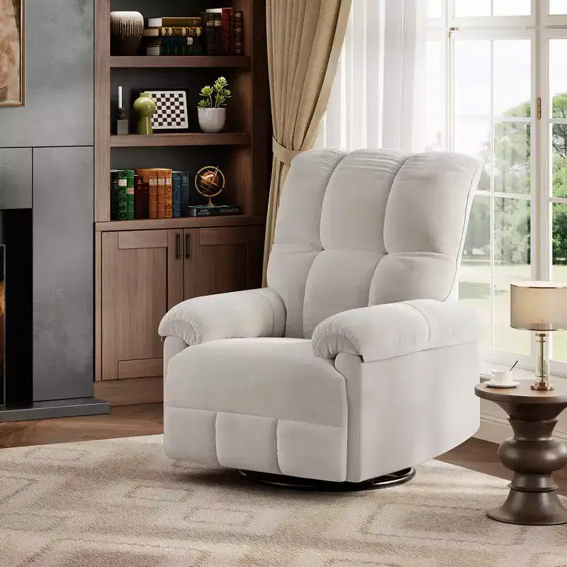Fauteuil inclinable surdimensionné, fauteuil inclinable pivotant en chenille moelleuse surpiquée avec accoudoirs rembourrés, fauteuils à bascule pour chambre d'enfant