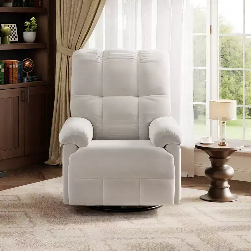 Fauteuil inclinable surdimensionné, fauteuil inclinable pivotant en chenille moelleuse surpiquée avec accoudoirs rembourrés, fauteuils à bascule pour chambre d'enfant