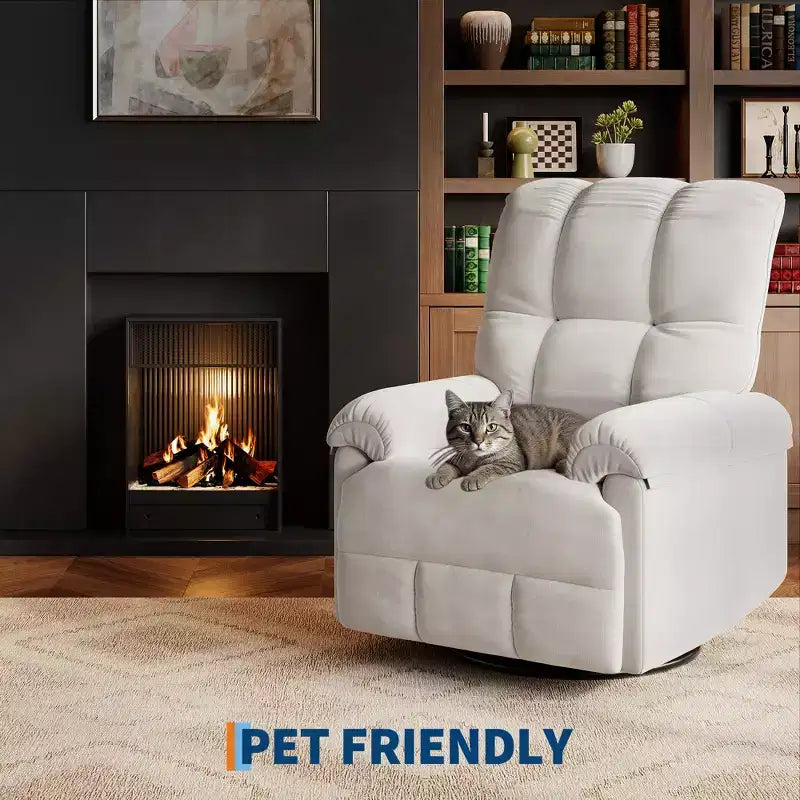 Fauteuil inclinable surdimensionné, fauteuil inclinable pivotant en chenille moelleuse surpiquée avec accoudoirs rembourrés, fauteuils à bascule pour chambre d'enfant
