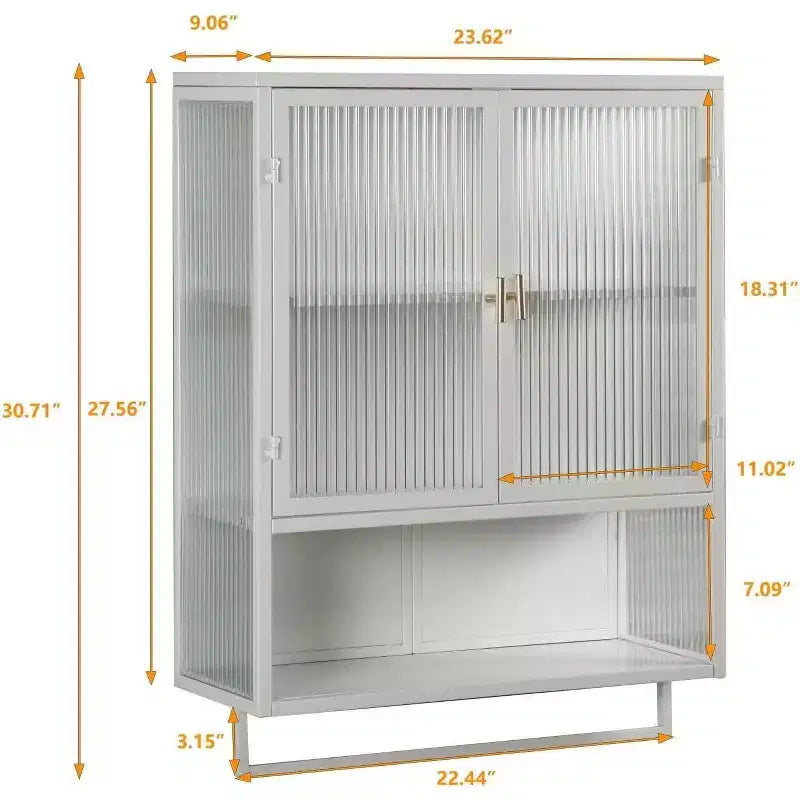 Meuble haut de salle de bain mural avec étagères amovibles, meuble de rangement WC gain de place, armoire à pharmacie avec porte en verre trempé