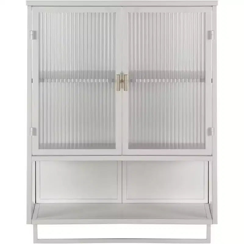 Meuble haut de salle de bain mural avec étagères amovibles, meuble de rangement WC gain de place, armoire à pharmacie avec porte en verre trempé