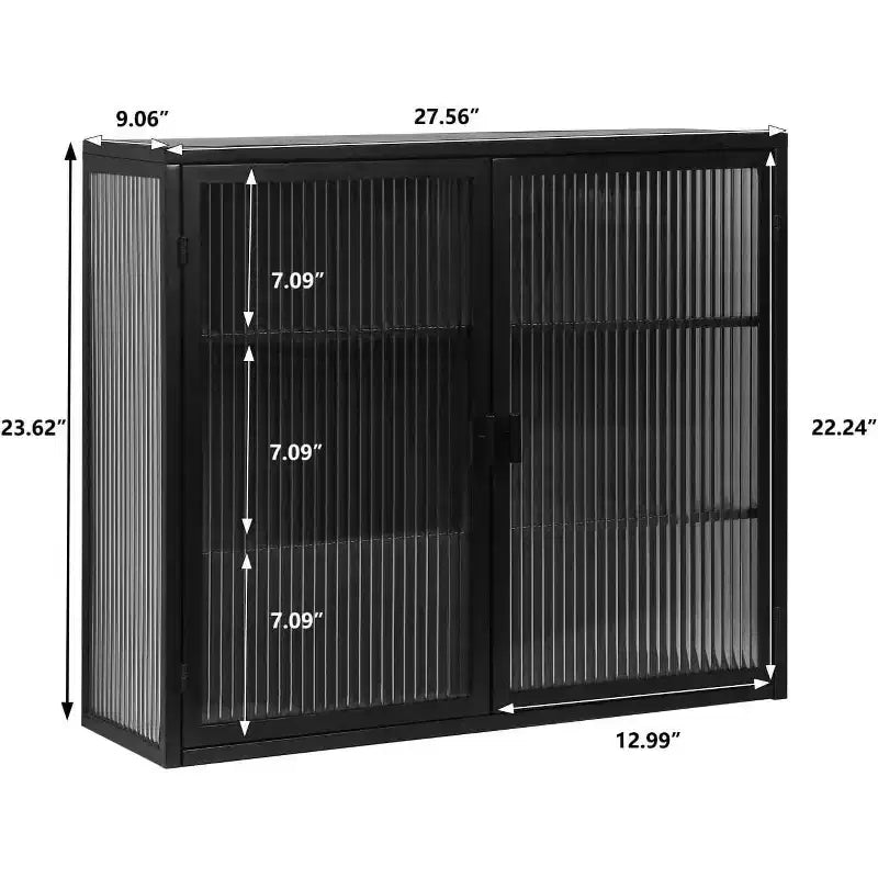 Meuble haut de salle de bain mural avec étagères amovibles, meuble de rangement WC gain de place, armoire à pharmacie avec porte en verre trempé