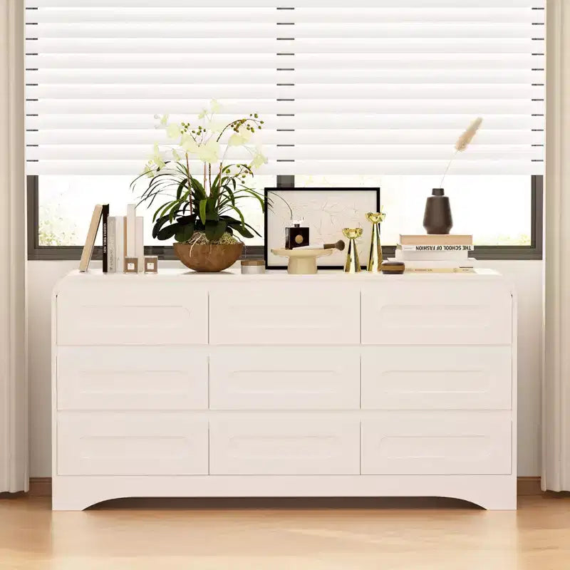 Commode large à 9 tiroirs pour chambre à coucher avec glissières préinstallées – 160 cm