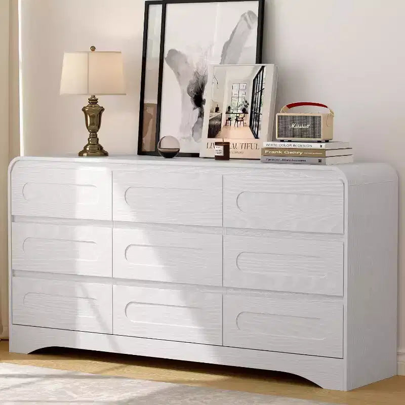 Commode large à 9 tiroirs pour chambre à coucher avec glissières préinstallées – 160 cm