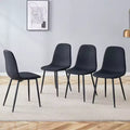 MAYEERTY Set of 4 Luxury Simple Dining Chairs Black Linen Cotton Black Metal Legs Fits Diverse Decor