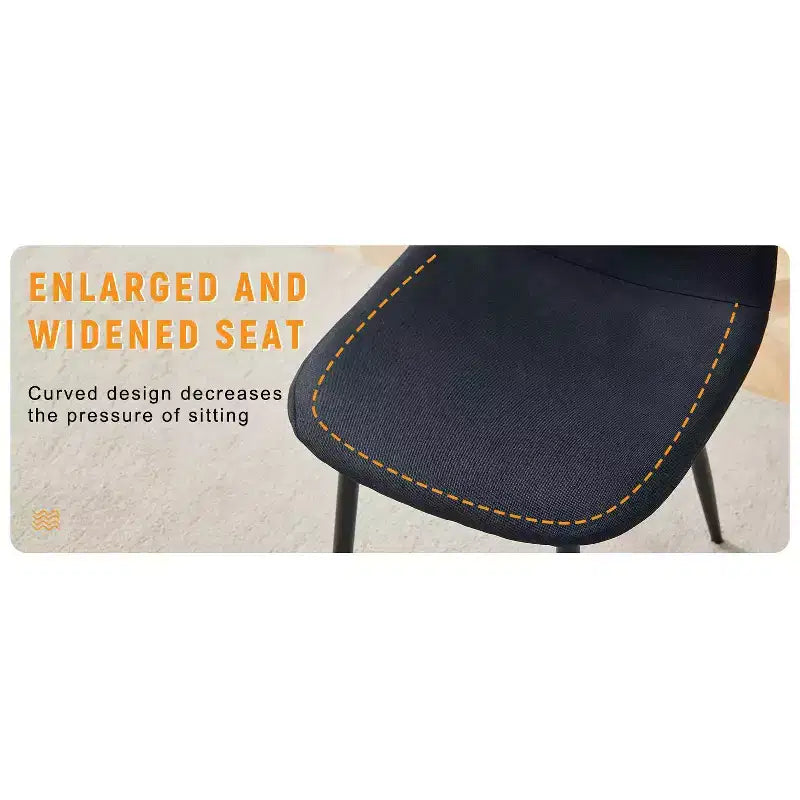 Lot de 4 chaises de salle à manger de luxe en lin-coton avec pieds en métal noir – Modernes et polyvalentes