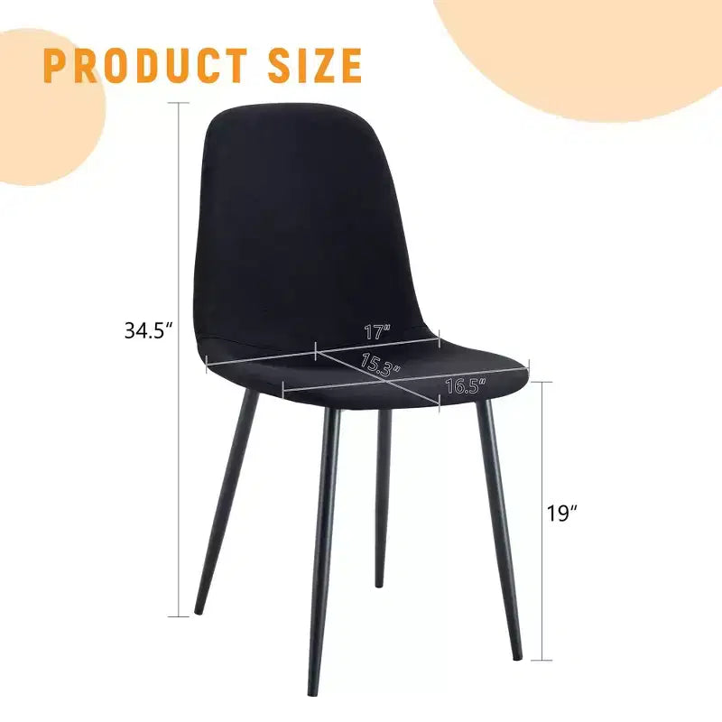 Lot de 4 chaises de salle à manger de luxe en lin-coton avec pieds en métal noir – Modernes et polyvalentes