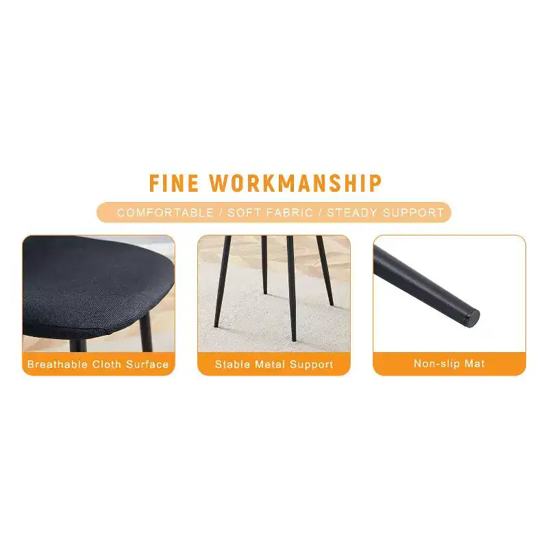 Lot de 4 chaises de salle à manger de luxe en lin-coton avec pieds en métal noir – Modernes et polyvalentes