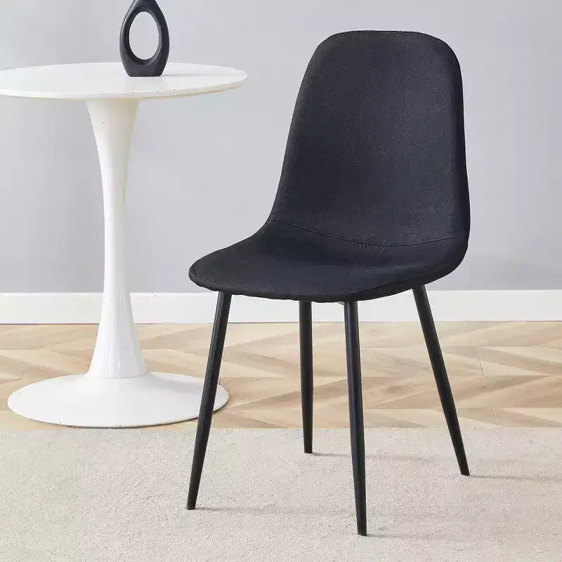 Lot de 4 chaises de salle à manger de luxe en lin-coton avec pieds en métal noir – Modernes et polyvalentes