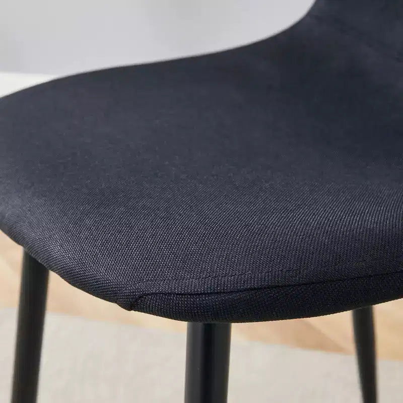 Lot de 4 chaises de salle à manger de luxe en lin-coton avec pieds en métal noir – Modernes et polyvalentes