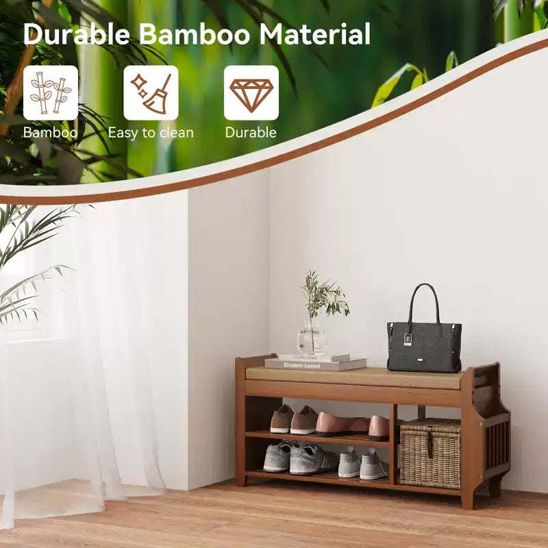 37.4 Banc à chaussures en bambou avec rangement