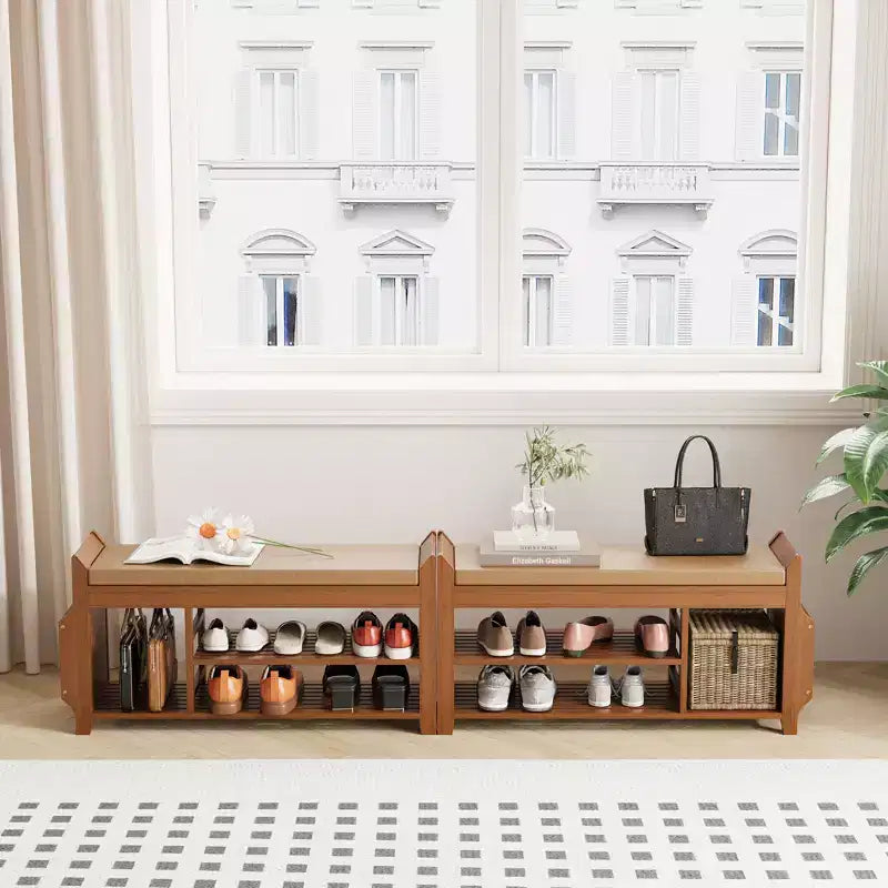 37.4 Banc à chaussures en bambou avec rangement