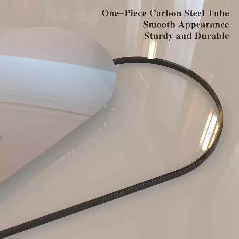 Miroir pleine longueur de 71" x 32" avec cadre en aluminium noir et dessus cintré