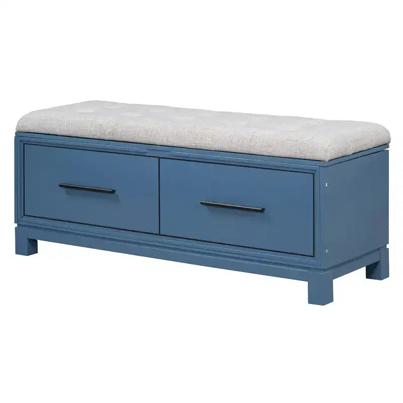 Banc à chaussures avec coussin amovible et rangement dissimulé – Bleu marine