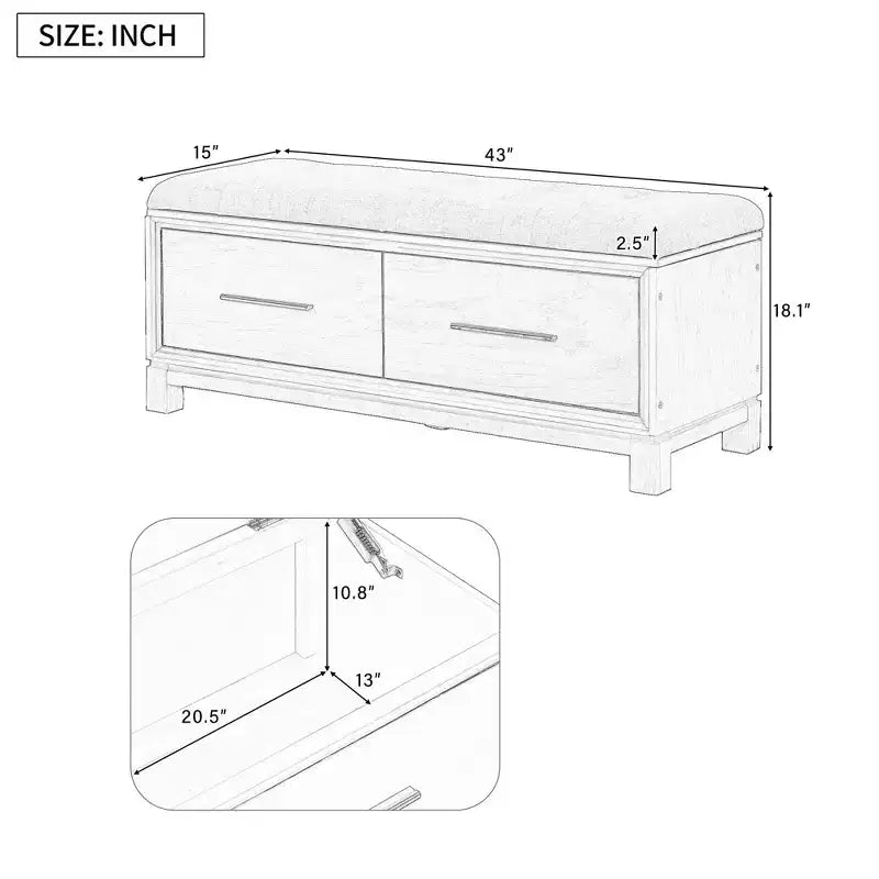 Banc à chaussures avec coussin amovible et rangement dissimulé – Bleu marine