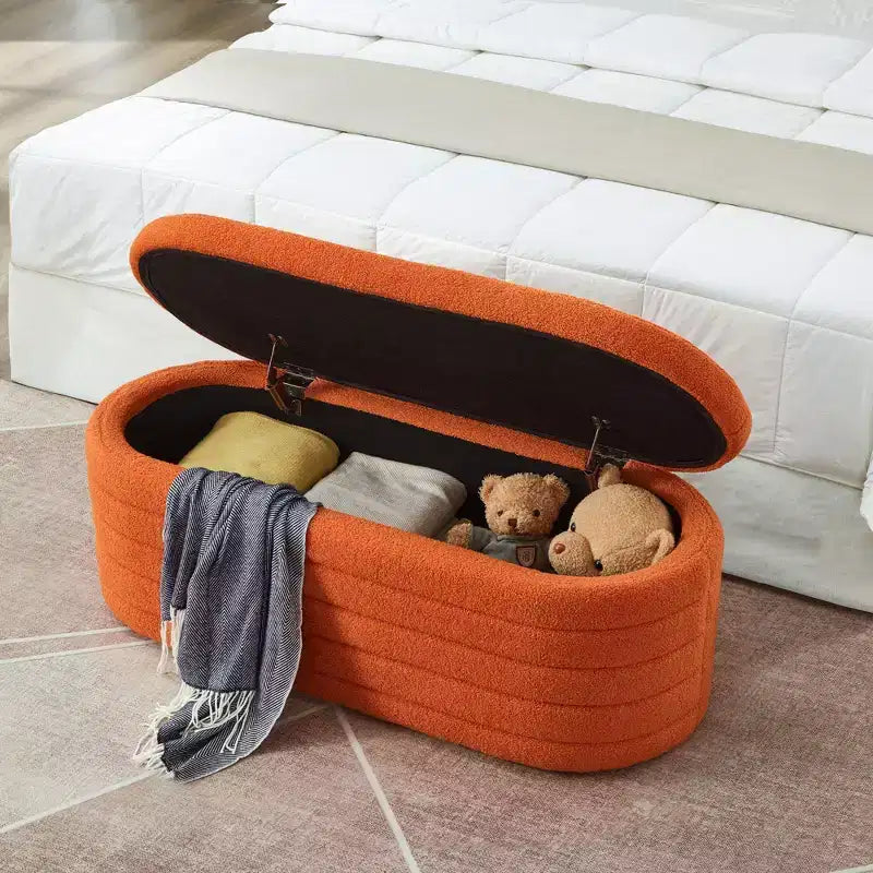 Banc coffre de rangement moderne – Orange