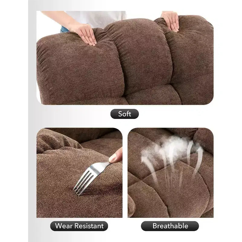 Fauteuil inclinable surdimensionné avec fonction de pivotement à 360° et support de téléphone – Tissu doux