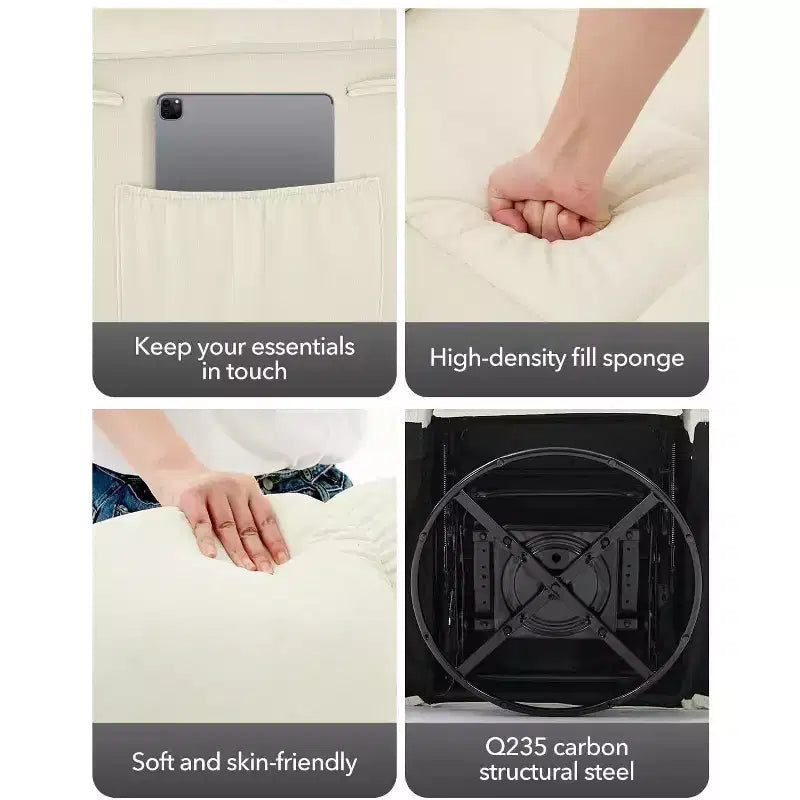 Fauteuil inclinable surdimensionné avec fonction de pivotement à 360° et support de téléphone – Tissu doux