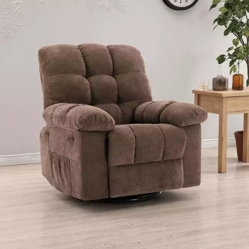 Fauteuil inclinable surdimensionné avec fonction de pivotement à 360° et support de téléphone – Tissu doux