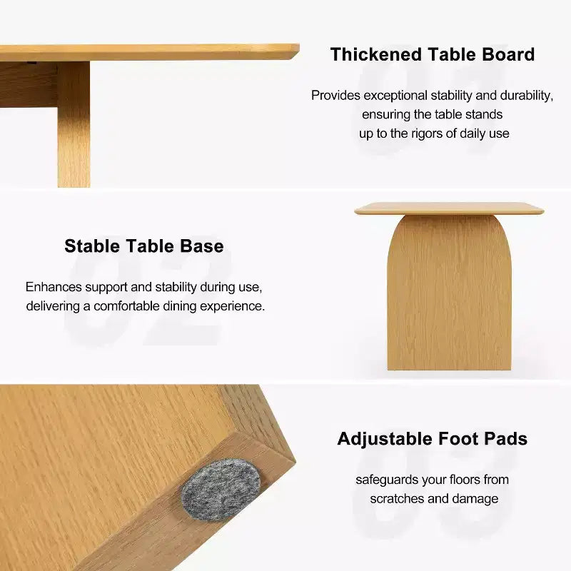 Table à manger rectangulaire 67 "Farmhouse" marron pour 4-6 personnes avec pieds de table arqués et ronds pour salle à manger et salon