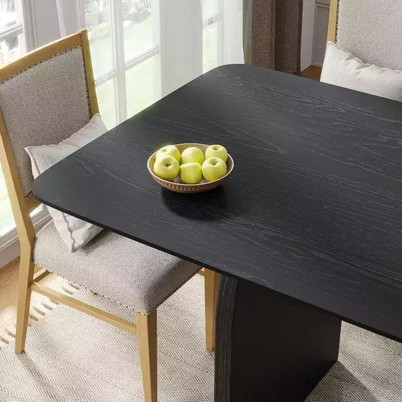 Table à manger rectangulaire 67 "Farmhouse" marron pour 4-6 personnes avec pieds de table arqués et ronds pour salle à manger et salon