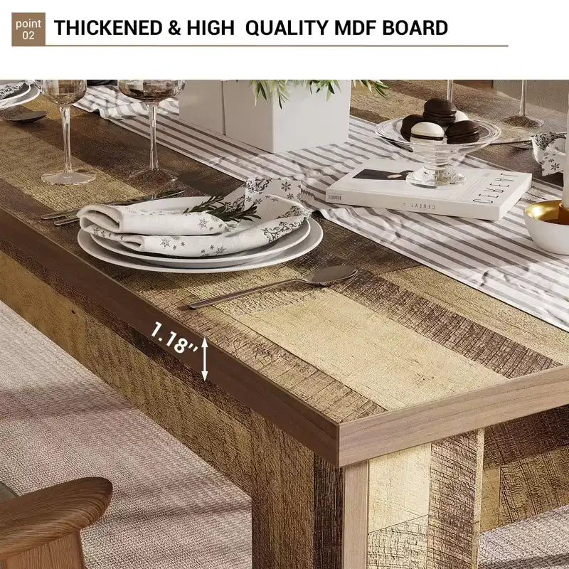 Table à manger de ferme pour 4 personnes - Table rectangulaire rustique en bois de 63 pouces pour petits espaces et appartements