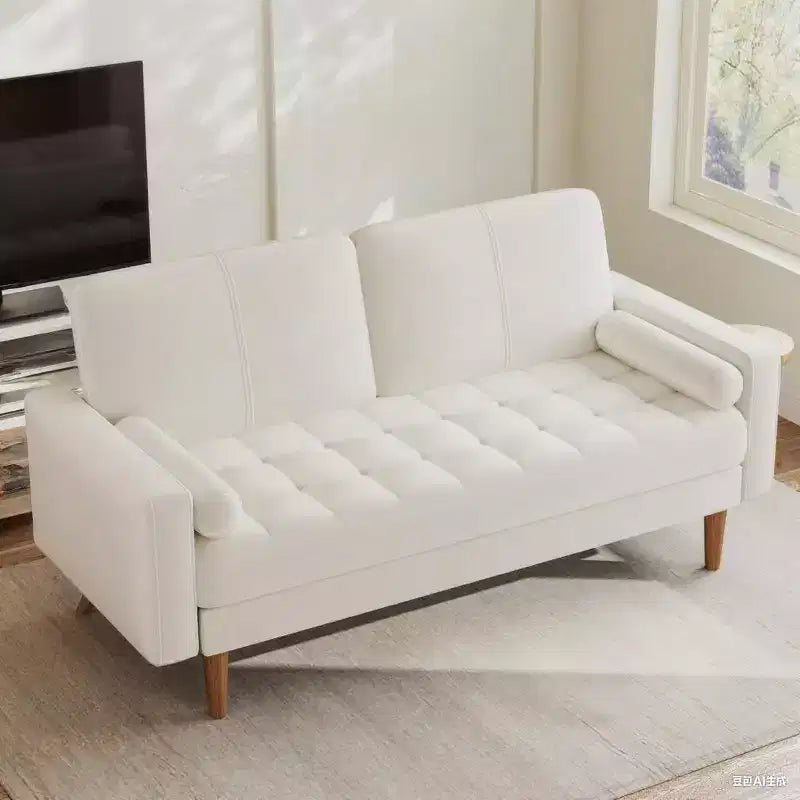 Canapé 2 places en velours de style moderne du milieu du siècle de 55" avec coussins et oreiller
