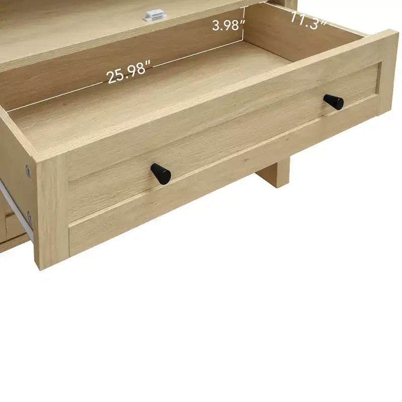 Meuble de garde-manger de cuisine arqué de 70 po avec portes en rotin et 2 tiroirs – Naturel