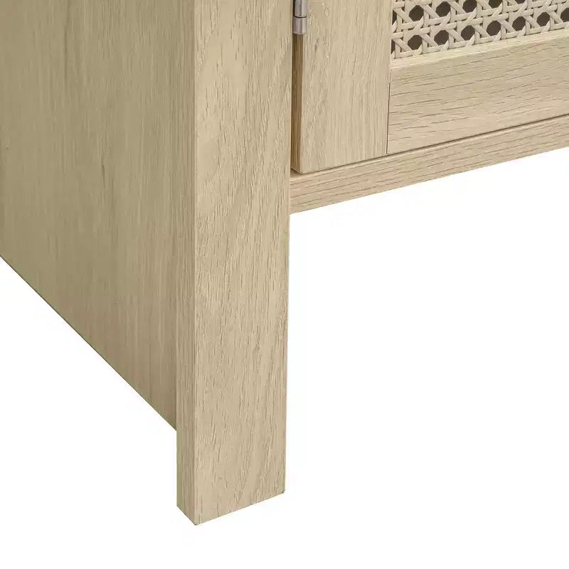 Meuble de garde-manger de cuisine arqué de 70 po avec portes en rotin et 2 tiroirs – Naturel