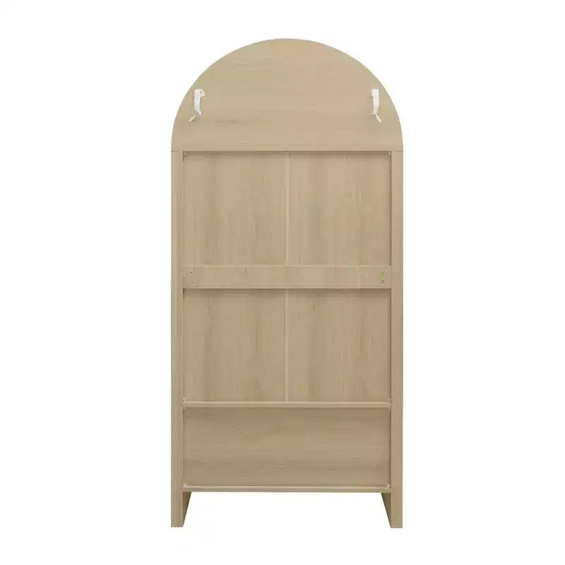 Meuble de garde-manger de cuisine arqué de 70 po avec portes en rotin et 2 tiroirs – Naturel