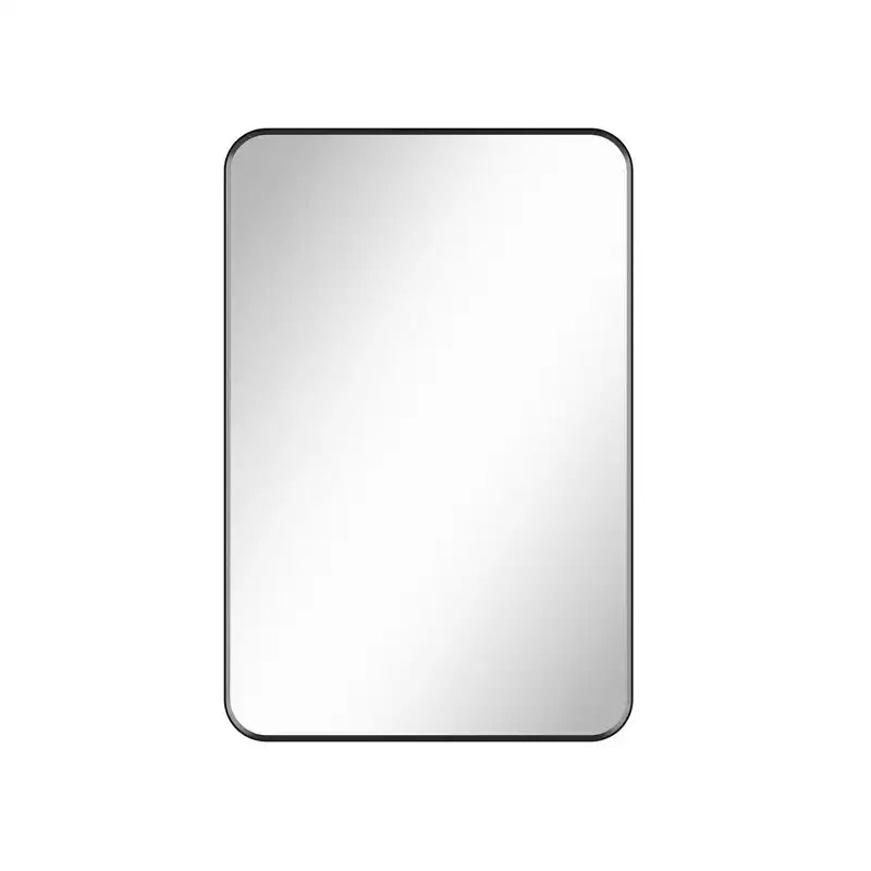 Miroir de salle de bain mat, miroir de courtoisie rectangulaire arrondi pour au-dessus de l'évier, miroir mural, verre trempé HD et cadre en aluminium antirouille