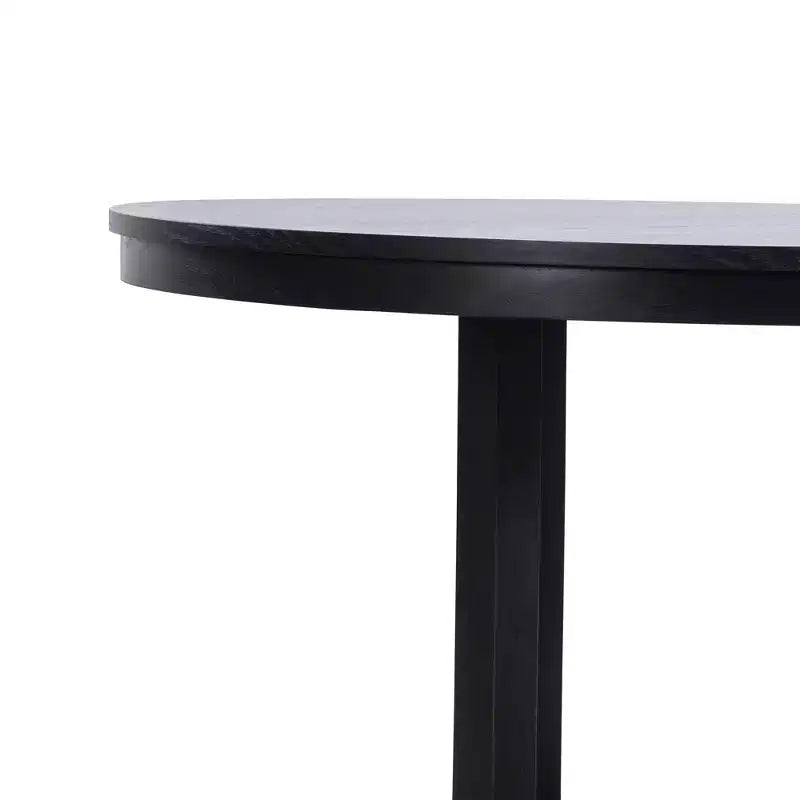 Table à manger ronde 52" en bois massif style ferme, piètement en X, 6 places – Noire
