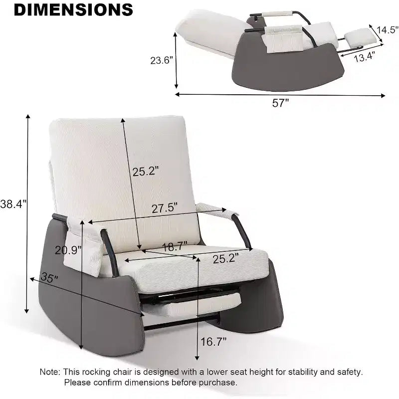 Fauteuil à bascule planeur 3 positions avec repose-pieds escamotable