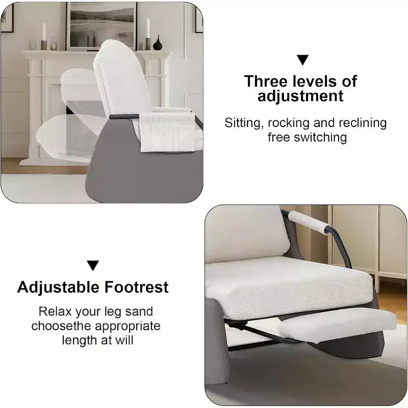 Fauteuil à bascule planeur 3 positions avec repose-pieds escamotable