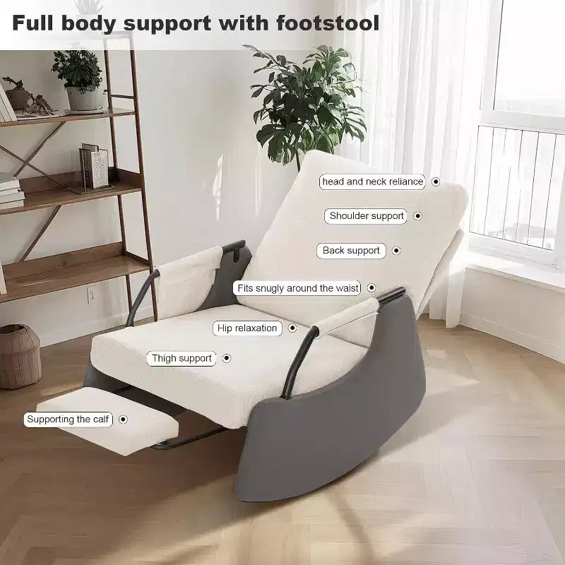 Fauteuil à bascule planeur 3 positions avec repose-pieds escamotable