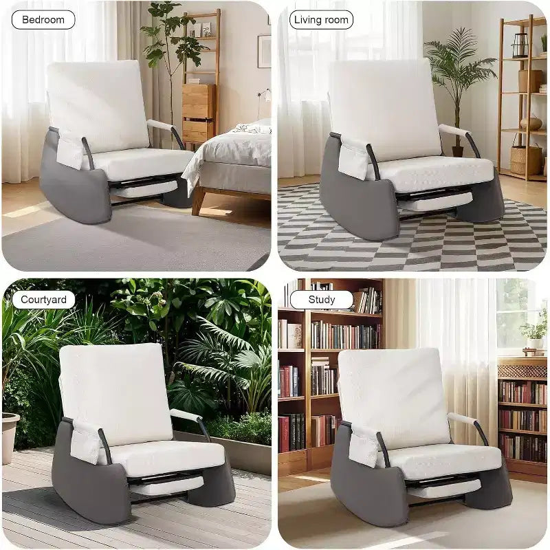 Fauteuil à bascule planeur 3 positions avec repose-pieds escamotable