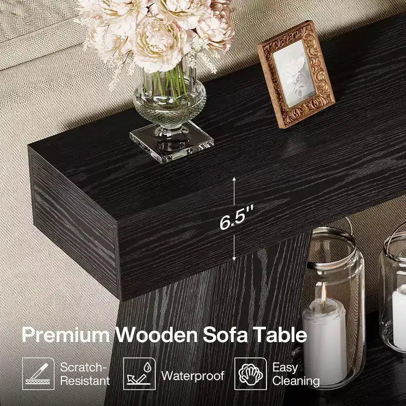 Console en bois à 2 niveaux de 180 cm avec étagère de rangement ouverte – Marron