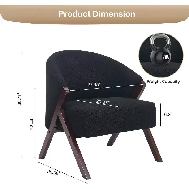 Fauteuil pivotant d'appoint Mid-Century Modern, cadre en bois, confortable, rembourré, idéal pour la lecture, facile à assembler, pour salon
