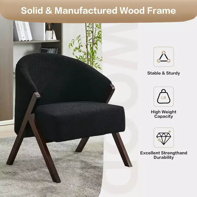 Fauteuil pivotant d'appoint Mid-Century Modern, cadre en bois, confortable, rembourré, idéal pour la lecture, facile à assembler, pour salon