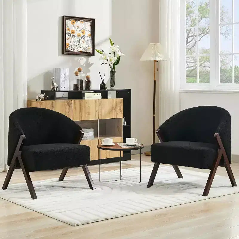 Fauteuil pivotant d'appoint Mid-Century Modern, cadre en bois, confortable, rembourré, idéal pour la lecture, facile à assembler, pour salon