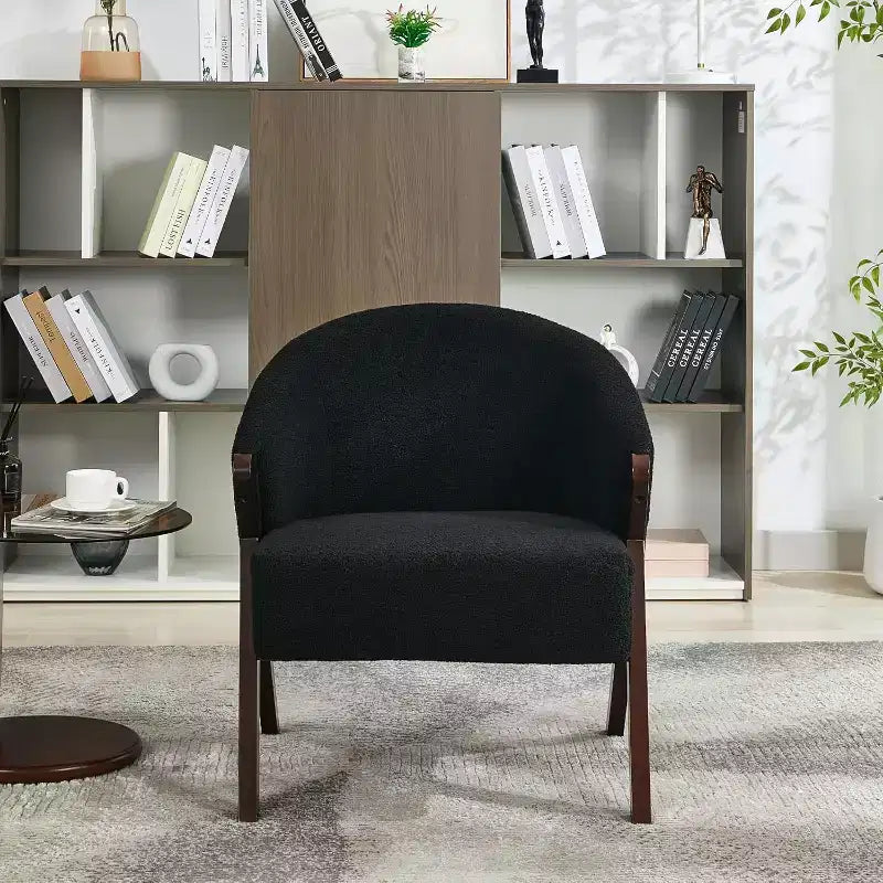 Fauteuil pivotant d'appoint Mid-Century Modern, cadre en bois, confortable, rembourré, idéal pour la lecture, facile à assembler, pour salon