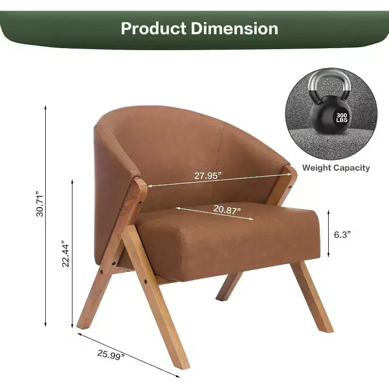Fauteuil pivotant d'appoint Mid-Century Modern, cadre en bois, confortable, rembourré, idéal pour la lecture, facile à assembler, pour salon