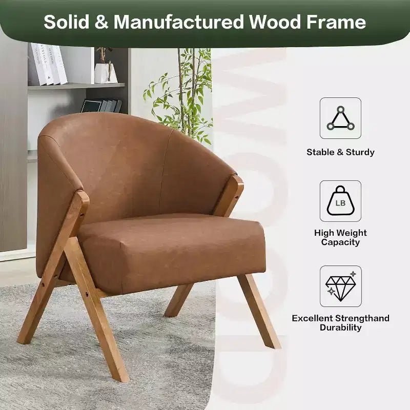 Fauteuil pivotant d'appoint Mid-Century Modern, cadre en bois, confortable, rembourré, idéal pour la lecture, facile à assembler, pour salon