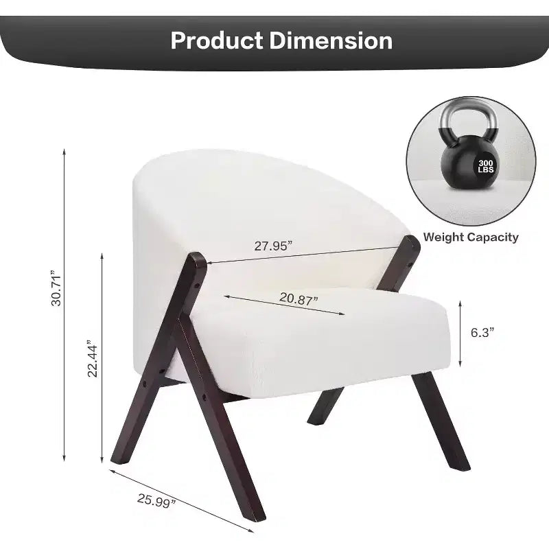 Fauteuil pivotant d'appoint Mid-Century Modern, cadre en bois, confortable, rembourré, idéal pour la lecture, facile à assembler, pour salon