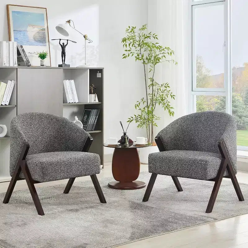 Fauteuil pivotant d'appoint Mid-Century Modern, cadre en bois, confortable, rembourré, idéal pour la lecture, facile à assembler, pour salon