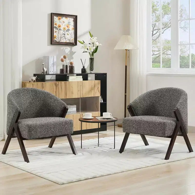 Fauteuil pivotant d'appoint Mid-Century Modern, cadre en bois, confortable, rembourré, idéal pour la lecture, facile à assembler, pour salon