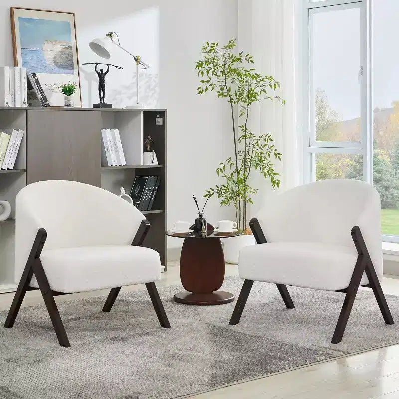 Fauteuil pivotant d'appoint Mid-Century Modern, cadre en bois, confortable, rembourré, idéal pour la lecture, facile à assembler, pour salon