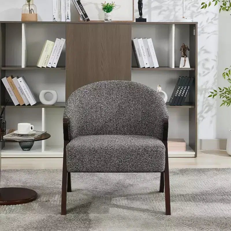 Fauteuil pivotant d'appoint Mid-Century Modern, cadre en bois, confortable, rembourré, idéal pour la lecture, facile à assembler, pour salon